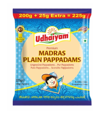 UDHAIYAM MADRAS PLAIN PAPAD (225G)(10% EXTRA)
