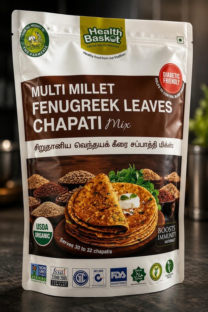 HealthBasket Multi Millet Fenugreek Leaves Chapati Mix 1500g