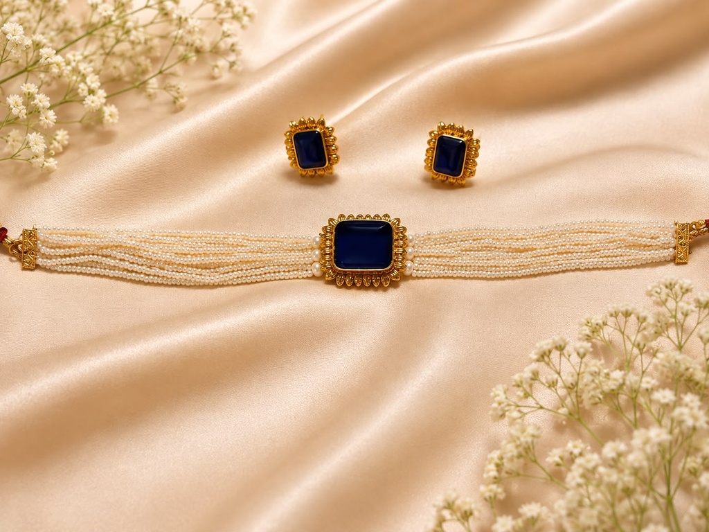 Pearl Choker (Dark Blue)